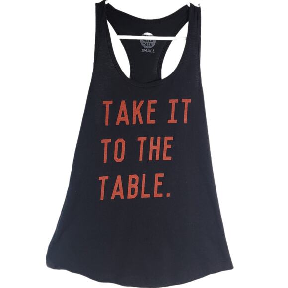 Red Table Talk Tank Top Small Racerback Comfy Workout Casual Black Red - Picture 2 of 6